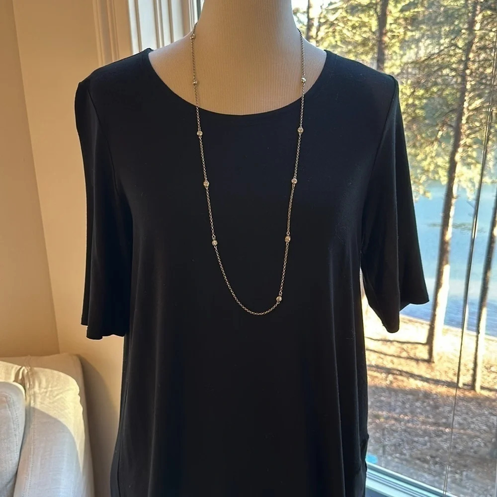 Eileen Fisher Asymmetrical Black Tunic, Size Small, Like New - Picture 2 of 7